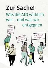 Verschiedene Menschen demonstrieren und tragen dabei Schilder mit politischen progressiven Forderungen